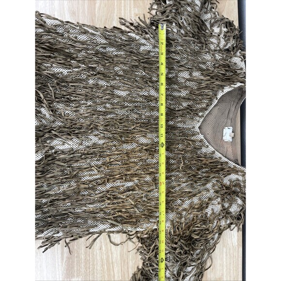 Judith Ann Creations Leather Brown Fringe Sweater Sz S Western Rodeo  Southwest - Picture 6 of 11